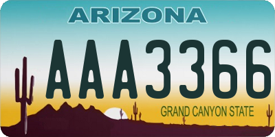 AZ license plate AAA3366
