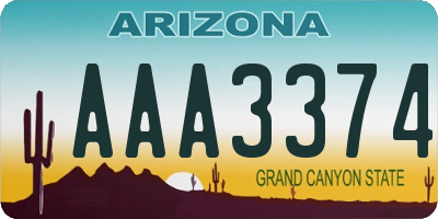 AZ license plate AAA3374