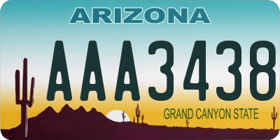 AZ license plate AAA3438