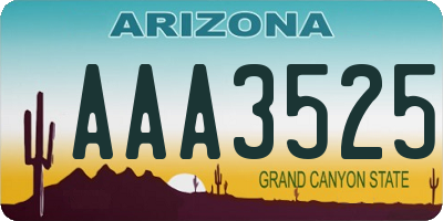 AZ license plate AAA3525