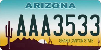 AZ license plate AAA3533