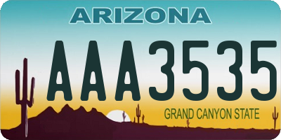 AZ license plate AAA3535