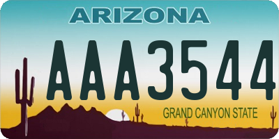 AZ license plate AAA3544