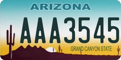 AZ license plate AAA3545