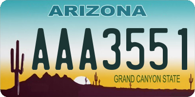 AZ license plate AAA3551