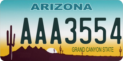 AZ license plate AAA3554