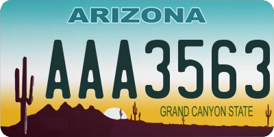 AZ license plate AAA3563