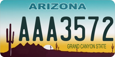AZ license plate AAA3572