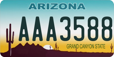 AZ license plate AAA3588