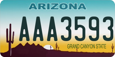 AZ license plate AAA3593