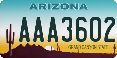 AZ license plate AAA3602