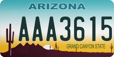 AZ license plate AAA3615