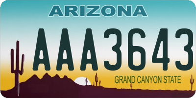 AZ license plate AAA3643