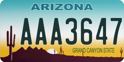 AZ license plate AAA3647