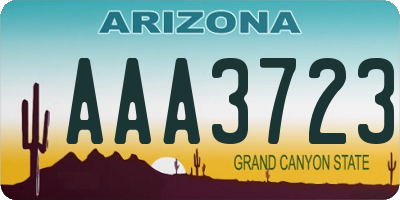 AZ license plate AAA3723