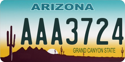 AZ license plate AAA3724