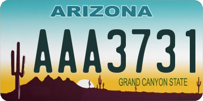 AZ license plate AAA3731
