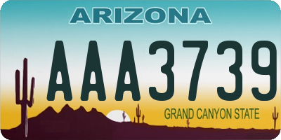 AZ license plate AAA3739