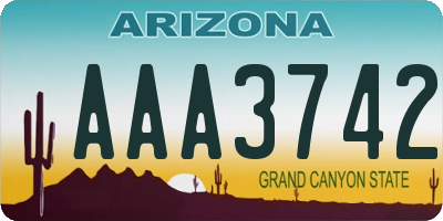 AZ license plate AAA3742