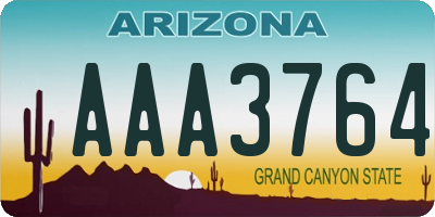 AZ license plate AAA3764