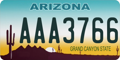 AZ license plate AAA3766