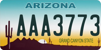 AZ license plate AAA3773
