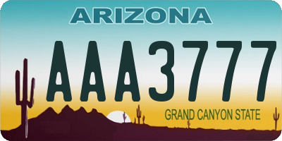 AZ license plate AAA3777