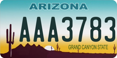 AZ license plate AAA3783