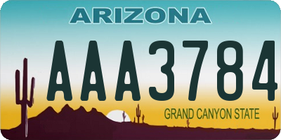 AZ license plate AAA3784