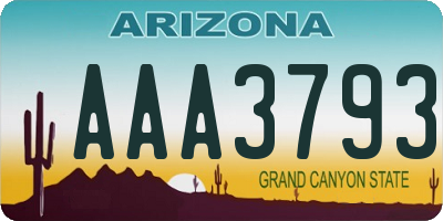 AZ license plate AAA3793
