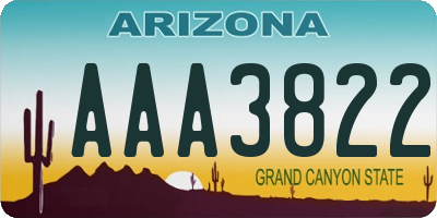 AZ license plate AAA3822