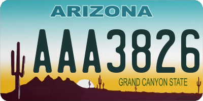 AZ license plate AAA3826