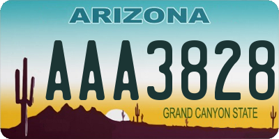 AZ license plate AAA3828