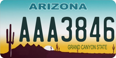 AZ license plate AAA3846