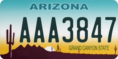 AZ license plate AAA3847