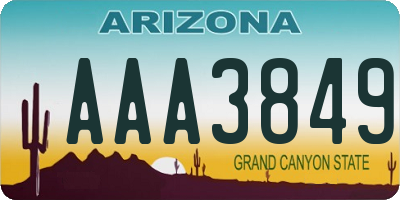AZ license plate AAA3849