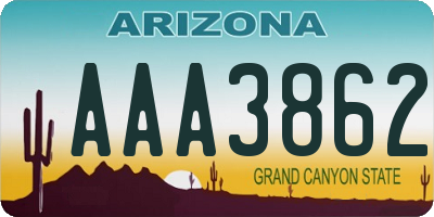 AZ license plate AAA3862