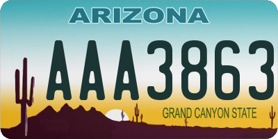 AZ license plate AAA3863
