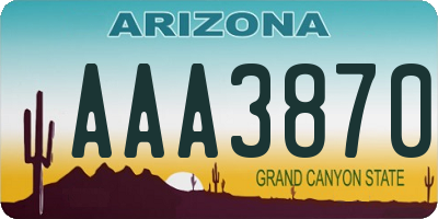 AZ license plate AAA3870