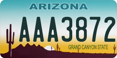 AZ license plate AAA3872