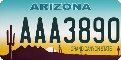 AZ license plate AAA3890