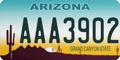 AZ license plate AAA3902