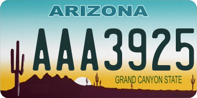 AZ license plate AAA3925