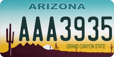 AZ license plate AAA3935