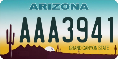 AZ license plate AAA3941