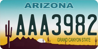 AZ license plate AAA3982