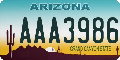 AZ license plate AAA3986