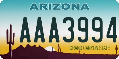 AZ license plate AAA3994