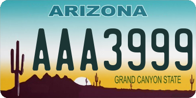 AZ license plate AAA3999