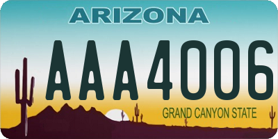 AZ license plate AAA4006